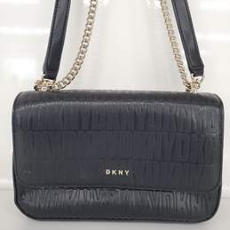 DKNY Sina Flap Embossed Logo Shoulder/Crossbody Bag-Balck