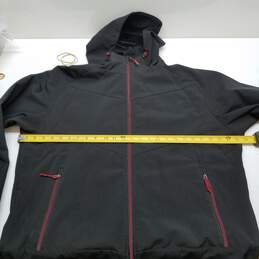Men's soft shell fleece lined black jacket red zippers XL alternative image