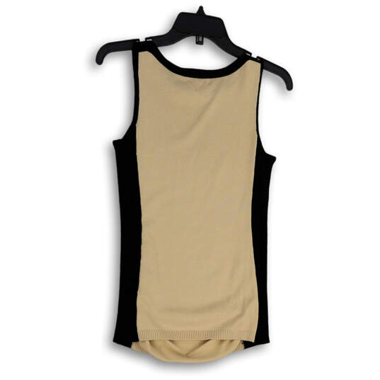 Womens Beige Black Round Neck Sleeveless Pullover Tank Top Size Small image number 2