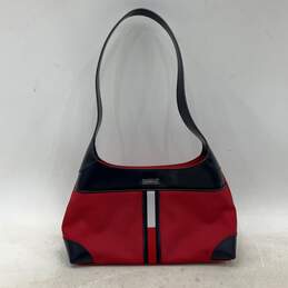 Tommy Hilfiger Womens Navy Red Inner Pocket Zipper Classic Hobo Bag Purse