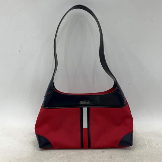 Tommy Hilfiger Womens Navy Red Inner Pocket Zipper Classic Hobo Bag Purse image number 1