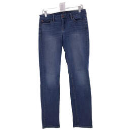 Womens Blue 5 Pocket Design Medium Wash Skinny Leg Denim Jeans Size 8