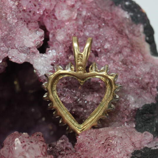 10K Yellow & White Gold CZ Accent Heart Pendant - 1.8g image number 2