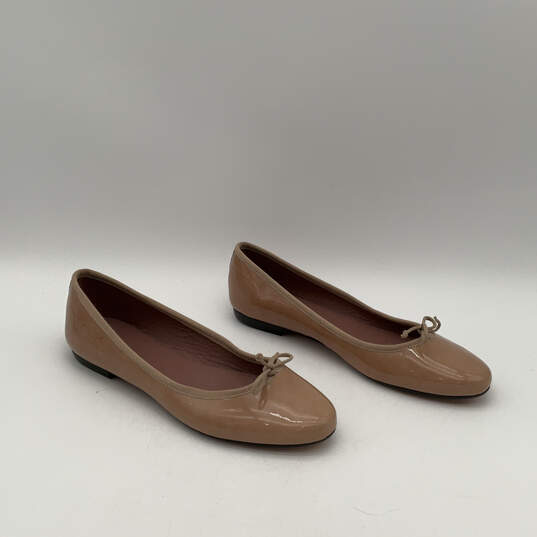 Womens Brown Leather Round Toe Low Top Slip-On Ballet Flats Size 41 image number 3