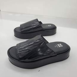 MOMA Women's 'Donna' Black Leather Platform Slide Sandals Size 39 EU/8.5 US alternative image