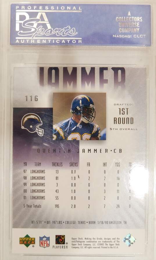 2002 Quentin Jammer UD Graded Rookie /700 Graded PSA Mint 9 SD Chargers image number 1
