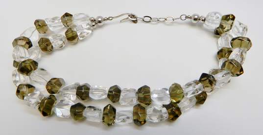 Deb Guyot 925 Chunky Smoky & Clear Quartz Double Strand Statement Necklace 253.2g image number 2