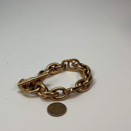 Designer Michael Kors Gold-Tone MK Logo Toggle Classic Link Chain Bracelet alternative image