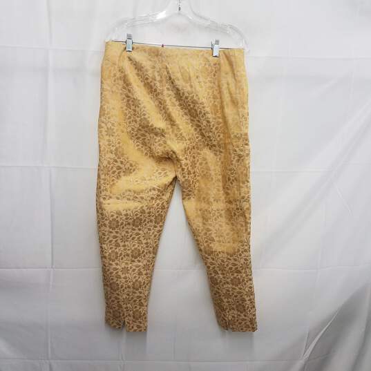 NWT Francis Valentine New York WM's Floral Gold Jacquard Blend Petrie Pants Size 10 image number 2