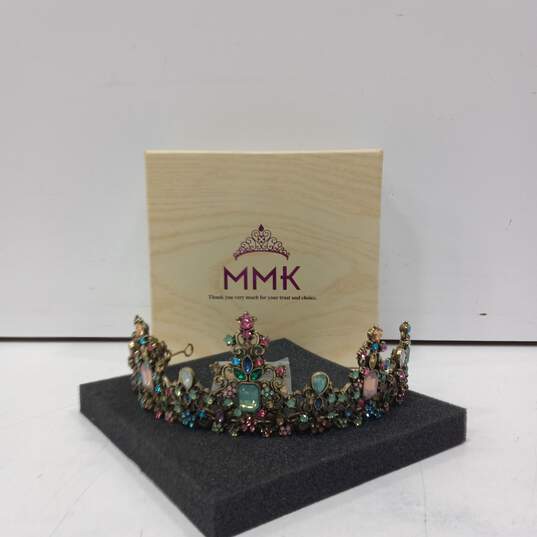 MMK Baroque Rhinestone Half Tiara Crown One Size image number 1