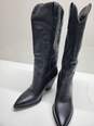 ISNOM Black Faux Leather Cowboy Boots Women's Size 8 image number 2