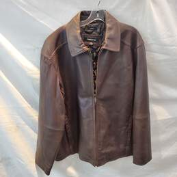 Claiborne Lambskin Brown Genuine Leather Full Zip Jacket Size L