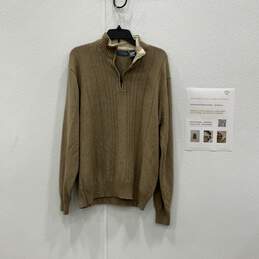 Oscar De La Renta Mens Beige Tan Quarter Zip Pullover Sweater Size XXL w/ COA