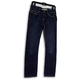 Womens Blue Denim Dark Wash Stretch Pockets Straight Leg Jeans Size 26
