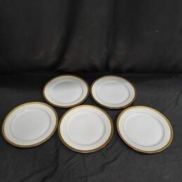 Bundle of 5 White w/ Gold Tone Trim Vintage Collector Plates