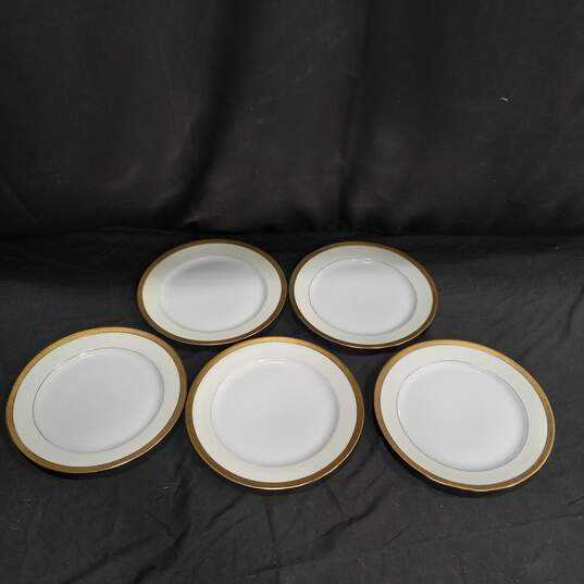 Bundle of 5 White w/ Gold Tone Trim Vintage Collector Plates image number 1