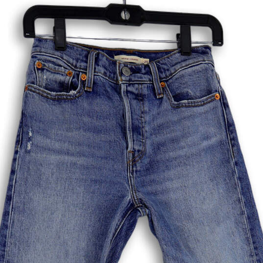 Womens Blue Denim Medium Wash Distressed Straight Leg Jeans Size 25 image number 3