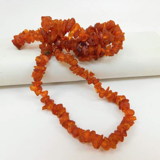 Raw Cognac Amber Nugget Bead Necklace 30.5g image number 1
