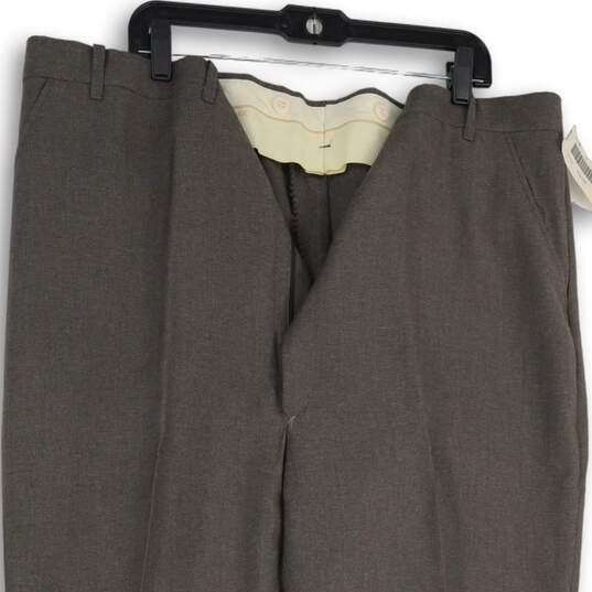 NWT Mens Gray Flat Front Slash Pocket Straight Leg Dress Pants Size 44 image number 3