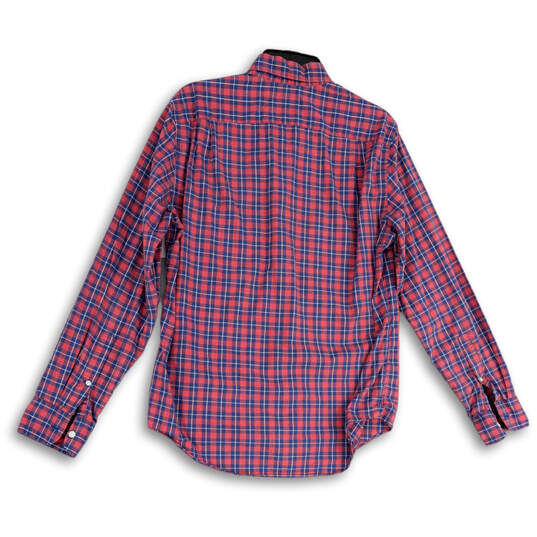 Womens Red Long Sleeve Chest Pocket Collared Button-Down Shirt Size Medium image number 2