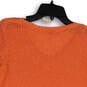 Womens Orange 3/4 Sleeve Round Neck Knitted Pullover Sweater Size Medium image number 4