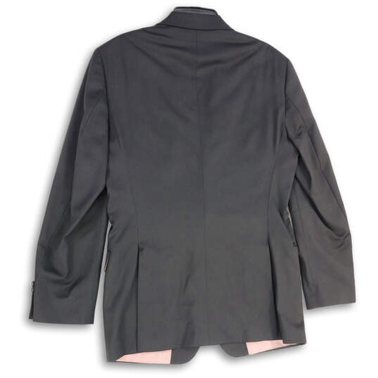 Mens Black Notch Lapel Flap Pocket Long Sleeve Two Button Blazer Size 40/L image number 2