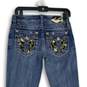 Womens Dark Blue Denim Medium Wash 5-Pocket Design Straight Jeans Size 26 image number 4