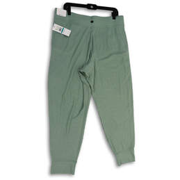 NWT Womens Green Flat Front Elastic Waist Pockets Jogger Pants Size XL