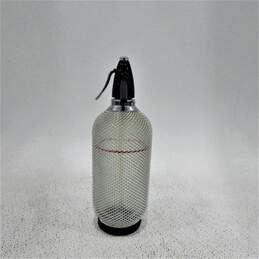 Vntg Soda Siphon Seltzer Glass Bottle With Wire Mesh Cover