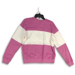 Nike Womens Pink White Long Sleeve Logo Pullover Sweatshirt Size M alternative image