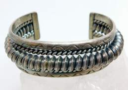 Signed Tahe Navajo 925 Southwestern Coiled Twisted Rope & Stamped Statement Cuff Bracelet 46.4g