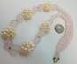 Zoe B 14K Gold Rose Quartz & Freshwater Pearl Cluster Graduated Ball Beaded Necklace 67.8g image number 3