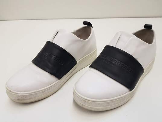 Karl Lagerfeld Paris Asha Women's Slip-On Shoes White/Black Size 6 image number 1
