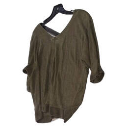 Womens Green 3/4 Sleeve V Neck Casual Pullover Sweatshirt Size Large alternative image