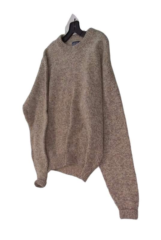 Mens Beige Long Sleeve Crew Neck Knitted Pullover Sweater Size XL image number 2