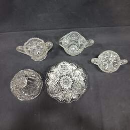 Cut Crystal Glass Cups & Domed Plate 5pc Bundle alternative image