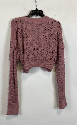 Free People Womens Pink Cotton Cropped Crochet Cardigan Sweater Size Medium alternative image