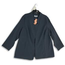 NWT OF/Mercer Womens Gray Notch Lapel 3/4 Sleeve Open Front Blazer Size 20W