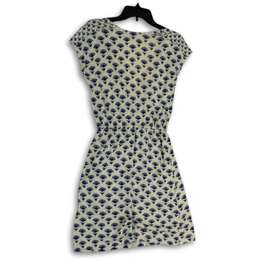 Womens Beige Blue Printed Drawstring Waist Sleeveless A-Line Dress Size XS image number 2