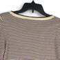 NWT LOFT Womens Red White Striped Knitted Round Neck Pullover Sweater Size S image number 4