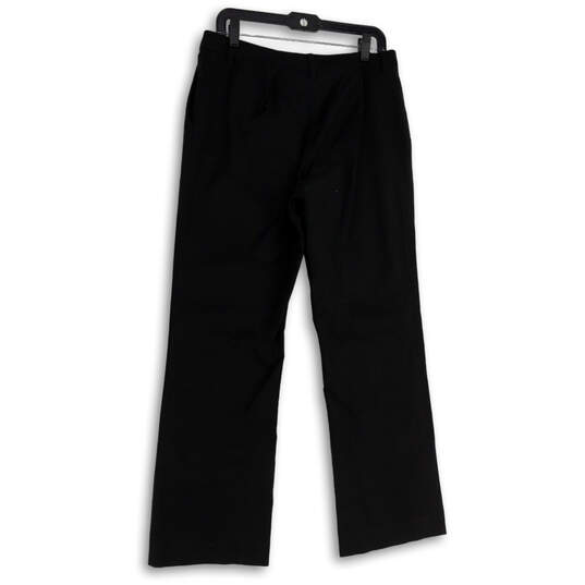 Womens Black Flat Front Slash Pocket Straight Leg Dress Pants Size 10 image number 2