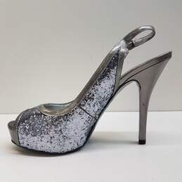 Guess Silver Sparkle Open Toe Heels Women's Size 7M alternative image