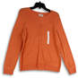 Womens Orange Knitted Long Sleeve Button Front Cardigan Sweater Size Large image number 1