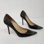 Jimmy Choo Black Leather Studded Toe Heels Women's Size 9 image number 3