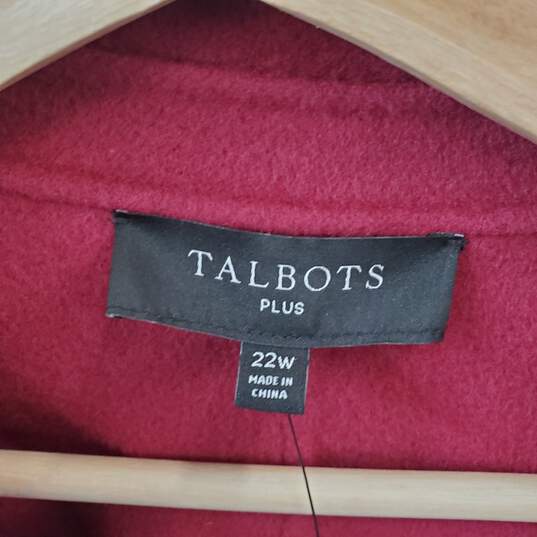 Talbots Plus Burgundy Wool Blend Jacket WM Size 22W NWT image number 3