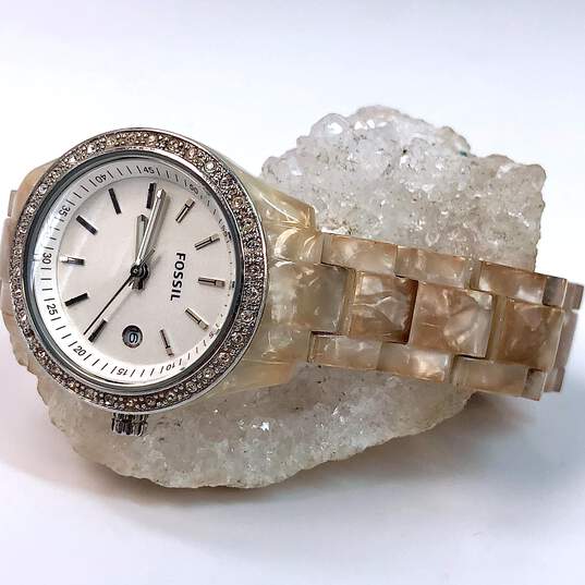 Designer Fossil Stella ES-2670 Silver-Tone Round Quartz Analog Wristwatch image number 1
