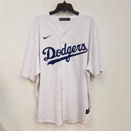 Nike Mens White Los Angeles Dodgers V-Neck Baseball MLB Jersey Size 3XL image number 1