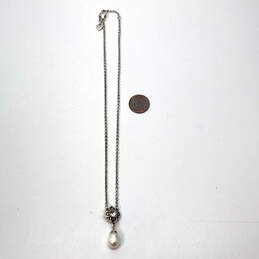 Designer Brighton Silver-Tone Pearl Crystal Cut Stone Pendant Necklace