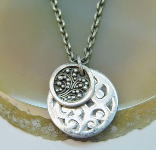 Designer Lois Hill 925 Sterling Silver Scrolled & Granulated Pendant Necklace 9.3g image number 2