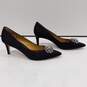 Badgley Mischkas Women's Gardenia Black Satin Rhinestone Heels Size 9.5M IOB image number 2